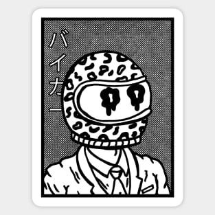 Cheetah Motorcycle Rider Anime Manga Inspired Illustration Sticker